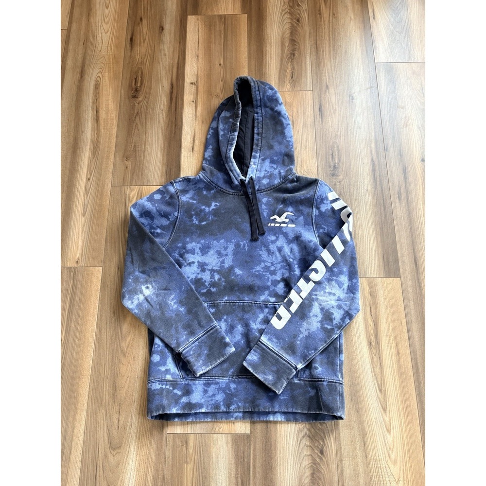 Vintage‎ Hollister Blue Camo Hoodie Sweatshirt Men's Small Distressed